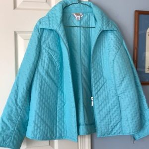 Quilted Nylon Turquoise Zip Jacket Talbots 14WP